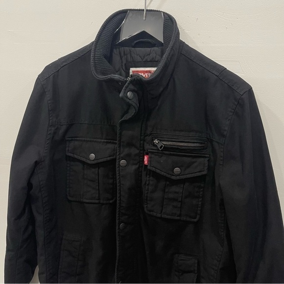 Levi’s Men’s Stand Collar Military Field Jacket Black Classic - Picture 5 of 12